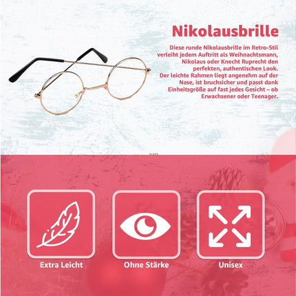 Nikolausbrille rund - Nikolaus Accessoire für Weihnachten