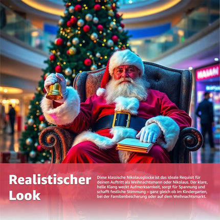 Nikolausglocke - Weihnachtmannkostüm Accessoire - Weihnachtsglocke Gold