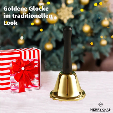 Nikolausglocke - Weihnachtmannkostüm Accessoire - Weihnachtsglocke Gold