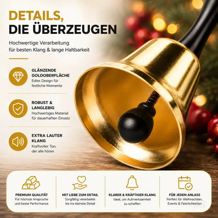 Nikolausglocke - Weihnachtsmannkostüm Accessoire - Weihnachtsglocke Gold – Detailansicht 7