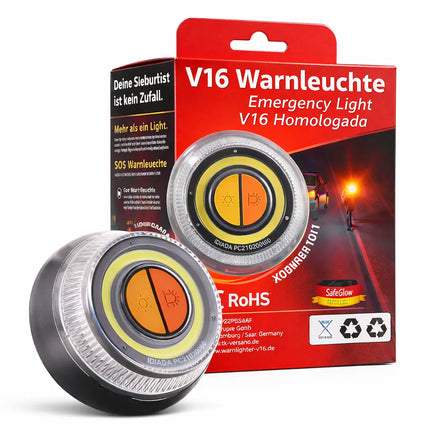 Notfall-Warnleuchte V16 IDIADA – Pannenlicht & Signallicht – für Fahrzeuge & Motorräder