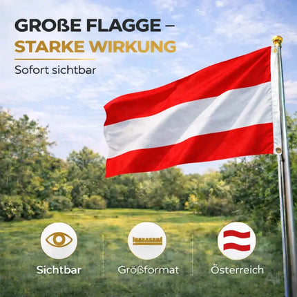 Österreich Flagge 90x150 cm – WM 2026 Weltmeisterschaft Fahne Fanartikel aus strapazierfähigem – Detailansicht 4