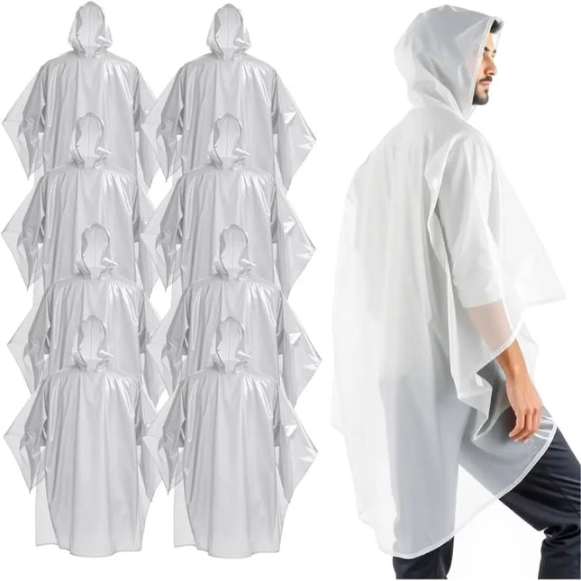 Outdoorn 10x Einweg Regenjacke & Regenponcho mit Kaputze - Einmal Regenjacke mit Kapuze - Universalgröße: transparent und wasserdicht