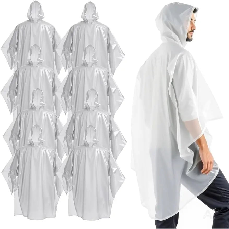 Outdoorn 6x Einweg Regenjacke & Regenponcho mit Kapuze - Universalgröße