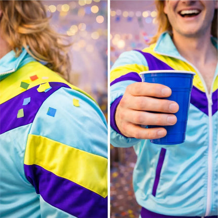 Overall Retro Blau – 80er-Jahre Kostüm im klassischen Vintage-Look für Fasching (L/XL)