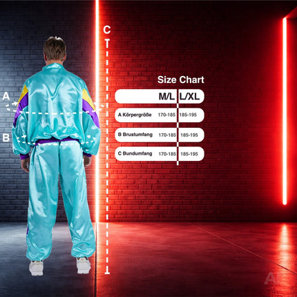 Overall Retro Blau – 80er-Jahre Kostüm im klassischen Vintage-Look für Fasching (L/XL)