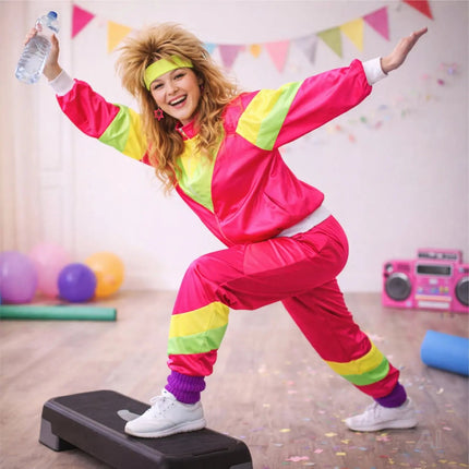 Overall Retro Pink – 80er-Jahre Kostüm im klassischen Vintage-Look für Fasching (L/XL)