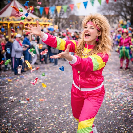 Overall Retro Pink – 80er-Jahre Kostüm im klassischen Vintage-Look für Fasching (L/XL)