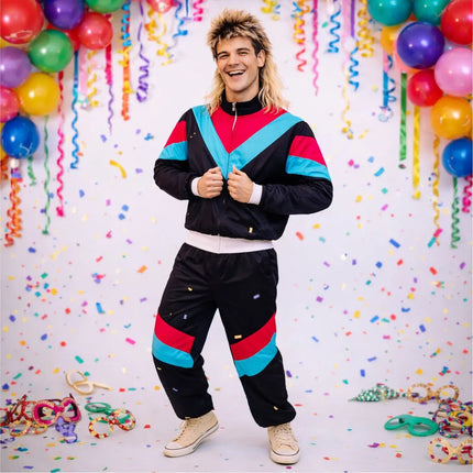 Overall Retro Schwarz – 80er-Jahre Kostüm im klassischen Vintage-Look für Fasching (L/XL)