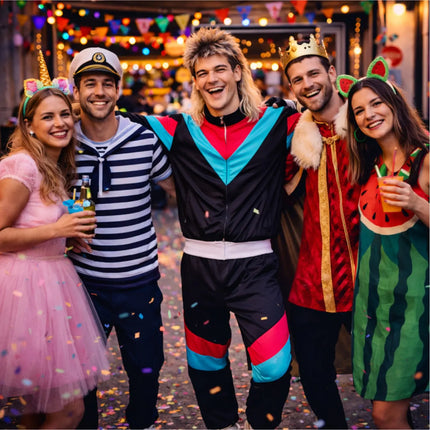 Overall Retro Schwarz – 80er-Jahre Kostüm im klassischen Vintage-Look für Fasching (L/XL)