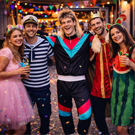 Overall Retro Schwarz – 80er-Jahre Kostüm im klassischen Vintage-Look für Fasching (M/L)