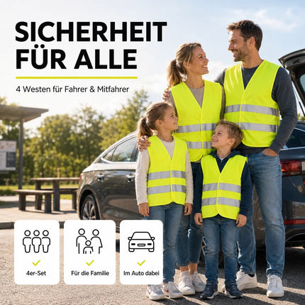 OwnWheel 4X Auto Warnweste ISO20471-2026: gelb - reflektierende Sicherheitsweste für PKW & LKW – Detailansicht 4