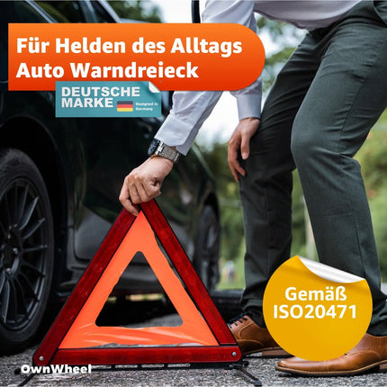 OwnWheel Notfalldreieck Warndreieck Auto & PKW - Rot - Notfall Pannendreieck - für StVO - bei Unfall & Panne