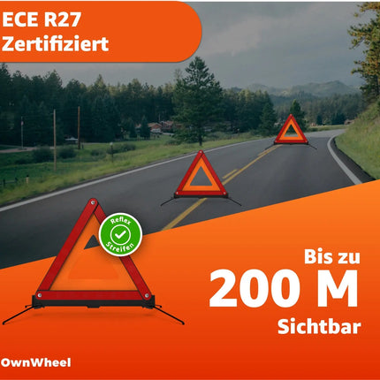 OwnWheel Notfalldreieck Warndreieck Auto & PKW - Rot - Notfall Pannendreieck - für StVO - bei Unfall & Panne