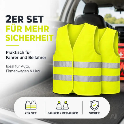 POWR CAR 2X Warnweste Auto gelb ISO20471 - Pannenweste & Unfallweste – Detailansicht 3