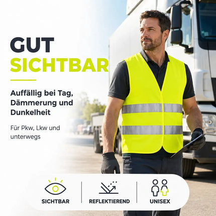 POWR CAR 2X Warnweste Auto gelb ISO20471 - Pannenweste & Unfallweste – Detailansicht 6