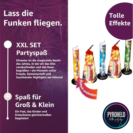 PYROHELD Summer Fountains 4er-Set Jugendspaß Set - Tischspaß für Partys & Feuerwerk Silvester Kat. F1 für Jugendlichen & Kinder 2025