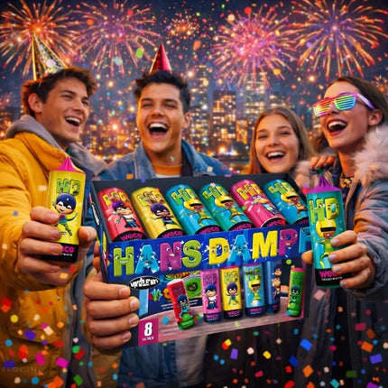 PYROHELD XXL Jugendspaß Set Hans Dampf - 8 Teilig Tischspaß für Partys & Silvester