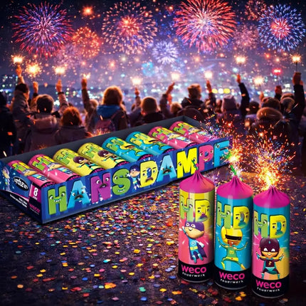 PYROHELD XXL Jugendspaß Set Hans Dampf - 8 Teilig Tischspaß für Partys & Silvester