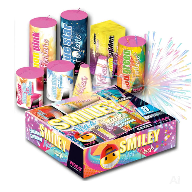 PYROHELD XXL Smiley Set 8-teilig – Super für Partys und Silvester, geeignet für Jugendliche