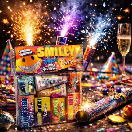 PYROHELD XXL Smiley Set 8-teilig – Super für Partys und Silvester, geeignet für Jugendliche und Kinder 2026 - Jugendfeuerwerk