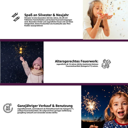 PYROHELD let the party begin 500x Fun Snaps - Knallteufeln & Knallerbsen - Ideal für Jugendliche und Kinder Jugendfeuerwerk für Silvester (500x)