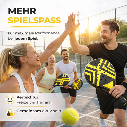 Padel Schläger Padelschläger Set für Anfänger & Fortgeschrittene – Tennis Schläger Erwachsene & Kinder (Gelb)
