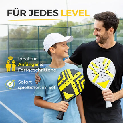 Padel Schläger Padelschläger Set für Anfänger & Fortgeschrittene – Tennis Schläger Erwachsene & Kinder (Gelb)