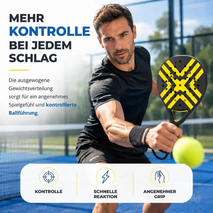 Padel Schläger Padelschläger Set für Anfänger & Fortgeschrittene – Tennis Schläger Erwachsene Profi Racket (Gelb)