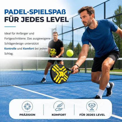 Padel Schläger Padelschläger Set für Anfänger & Fortgeschrittene – Tennis Schläger Erwachsene Profi Racket (Gelb)