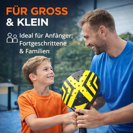 Padel Tennis Schläger für Anfänger & Fortgeschrittene – Padelschläger Set Erwachsene & Kinder (Gelb)
