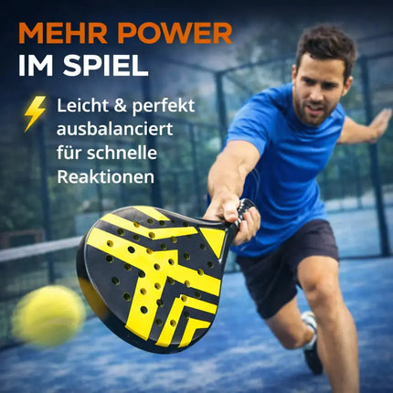 Padel Tennis Schläger für Anfänger & Fortgeschrittene – Padelschläger Set Erwachsene & Kinder (Gelb)