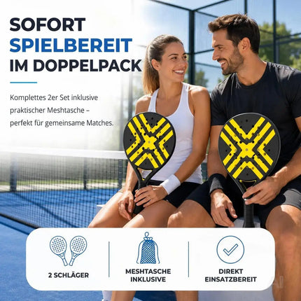 Padel Tennis Schläger für Anfänger & Fortgeschrittene – Padelschläger Set Erwachsene Profi Racket (Gelb)