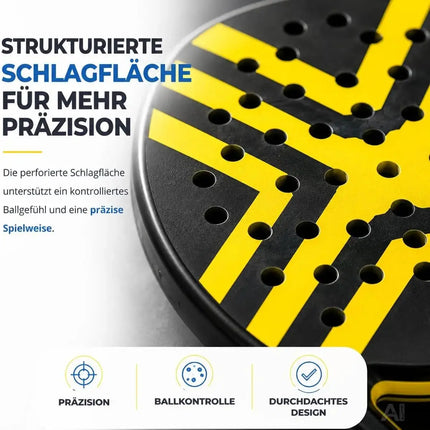 Padel Tennis Schläger für Anfänger & Fortgeschrittene – Padelschläger Set Erwachsene Profi Racket (Gelb)