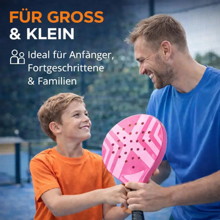 Padel Tennis Schläger für Anfänger & Fortgeschrittene – Padelschläger Set Erwachsene & Kinder (Pink)