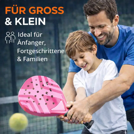 Padel Tennis Schläger für Anfänger & Fortgeschrittene – Padelschläger Set Erwachsene & Kinder (Pink)