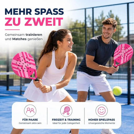 Padel Tennis Schläger für Anfänger & Fortgeschrittene – Padelschläger Set Erwachsene Profi Racket (Pink)