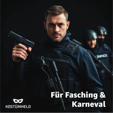 Pistole mit Schalldämpfer Kostüm Erwachsene 6 mm für Fasching Pistole wie Geheimagent, Lara Croft
