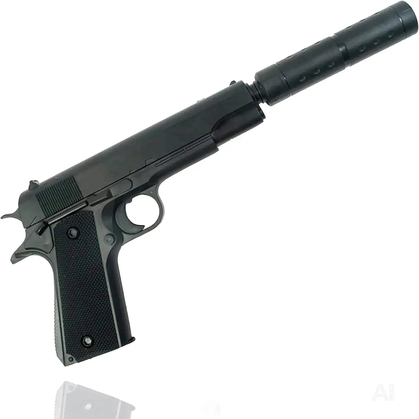 Pistole mit Schalldämpfer Kostüm Erwachsene 6 mm für Fasching & Karneval Pistole