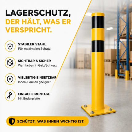 Rammschutzpoller 100 cm aus Stahl, Ø 60 mm – Absperrpfosten für Lager, Garage und Hof – Detailansicht 4