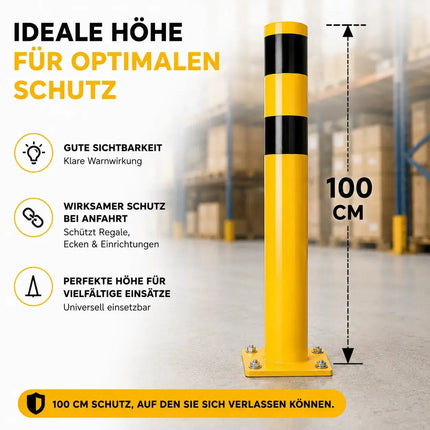 Rammschutzpoller 100 cm aus Stahl, Ø 60 mm – Absperrpfosten für Lager, Garage und Hof – Detailansicht 7