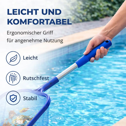 Pool Kescher mit 105 cm Teleskopstange – Teichkescher zur Poolreinigung für Schwimmbad, Whirlpool, Aufstellpool & Teich
