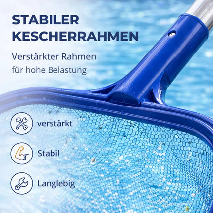 Pool Kescher mit 105 cm Teleskopstange – Teichkescher zur Poolreinigung für Schwimmbad, Whirlpool, Aufstellpool & Teich