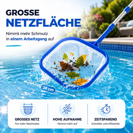 Pool Kescher mit 105 cm Teleskopstange – Teichkescher zur Poolreinigung für Schwimmbad, Whirlpool, Aufstellpool & Teich