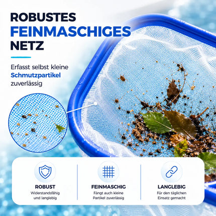 Pool Kescher mit 105 cm Teleskopstange – Teichkescher zur Poolreinigung für Schwimmbad, Whirlpool, Aufstellpool & Teich