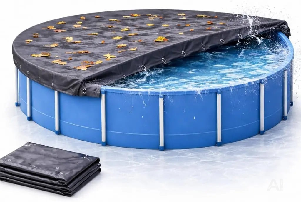 Poolabdeckplane rund schwarz – 200 g/m² Solar Poolabdeckung UV-beständig für Sommer und Winter (460 – 500 cm (Ø 560 cm))