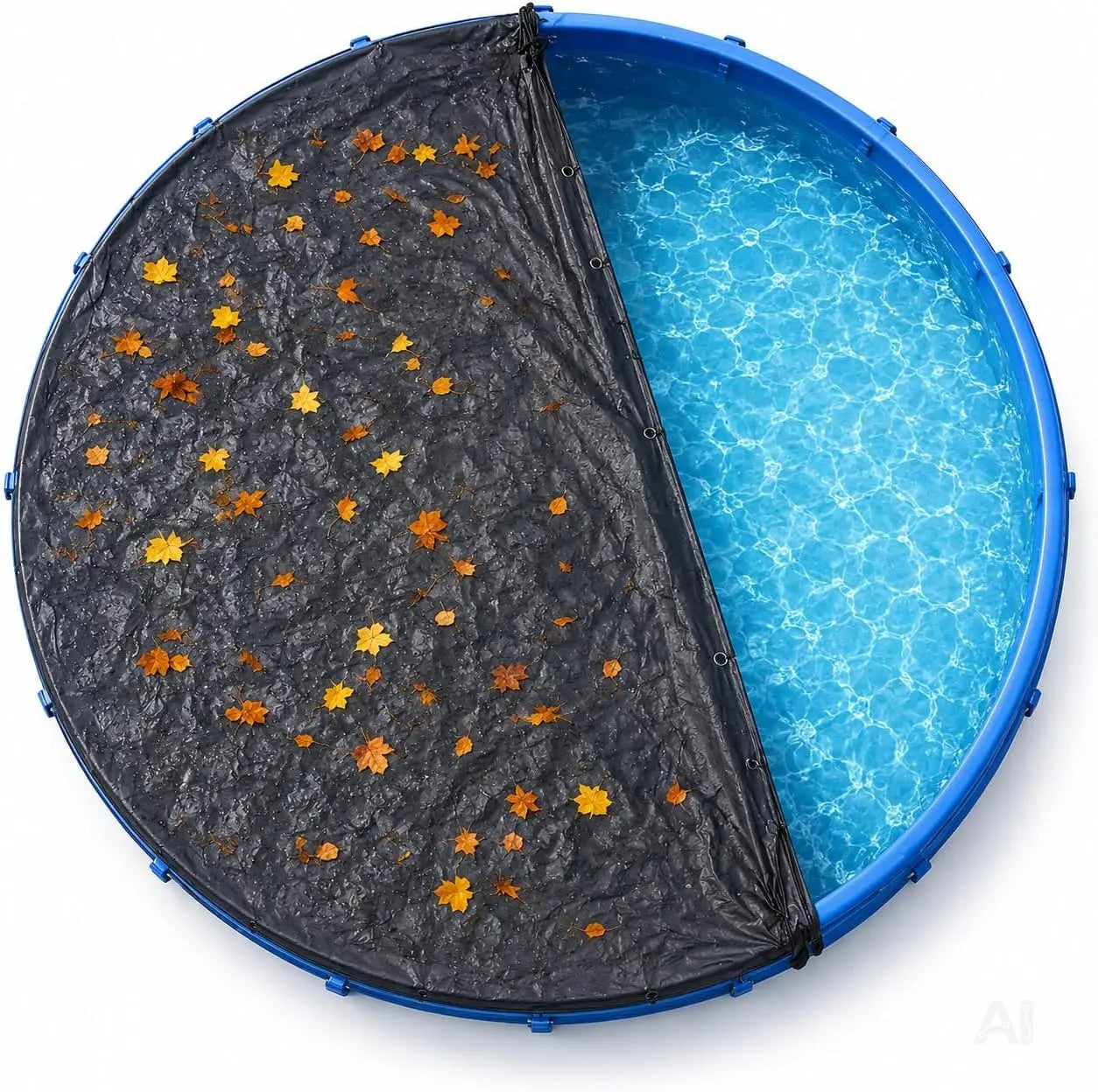 Poolabdeckung rund – Extra starke 200 g/m² Poolplane schwarz – UV-resistente Solar Sommer- & Winterabdeckplane (420 – 460 cm (Ø 520 cm))
