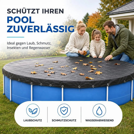 Poolabdeckung rund – Extra starke 200 g/m² Poolplane schwarz – UV-resistente Solar Sommer – Detailansicht 3