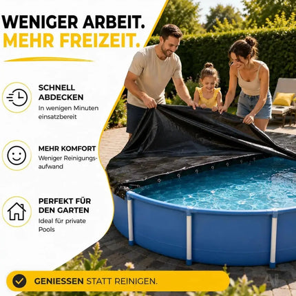 Poolplane rund 200 g/m² – Schwarze Solar Poolabdeckung für Sommer & Winter – UV-resistente – Detailansicht 2