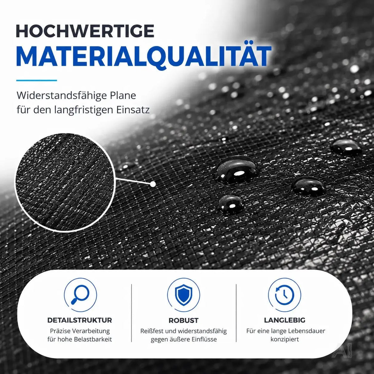 Poolplane rund 200 g/m² – Schwarze Solar Poolabdeckung für Sommer & Winter – UV-resistente – Detailansicht 3